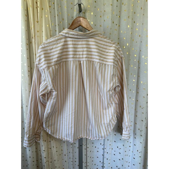 Old Navy 100% Cotton The Boyfriend Stripe Long Sleeve Button Down Collar Shirt M - Picture 4 of 6